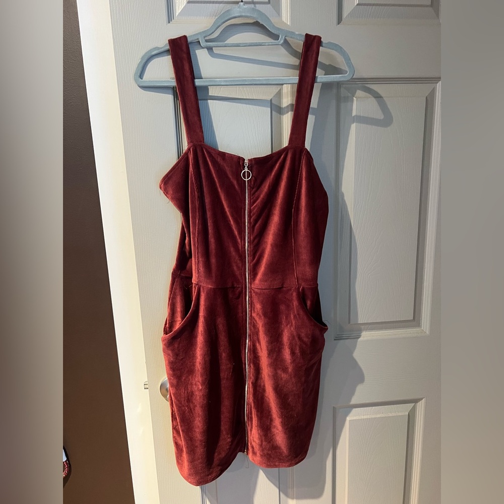 Burgundy corduroy mini dress. Size L. Like New condition.